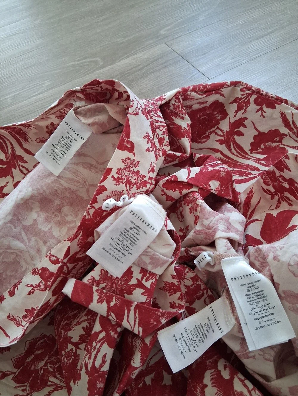 Pottery Barn Sorrel Red Floral Toile Pillow Shams Set Of 4 King